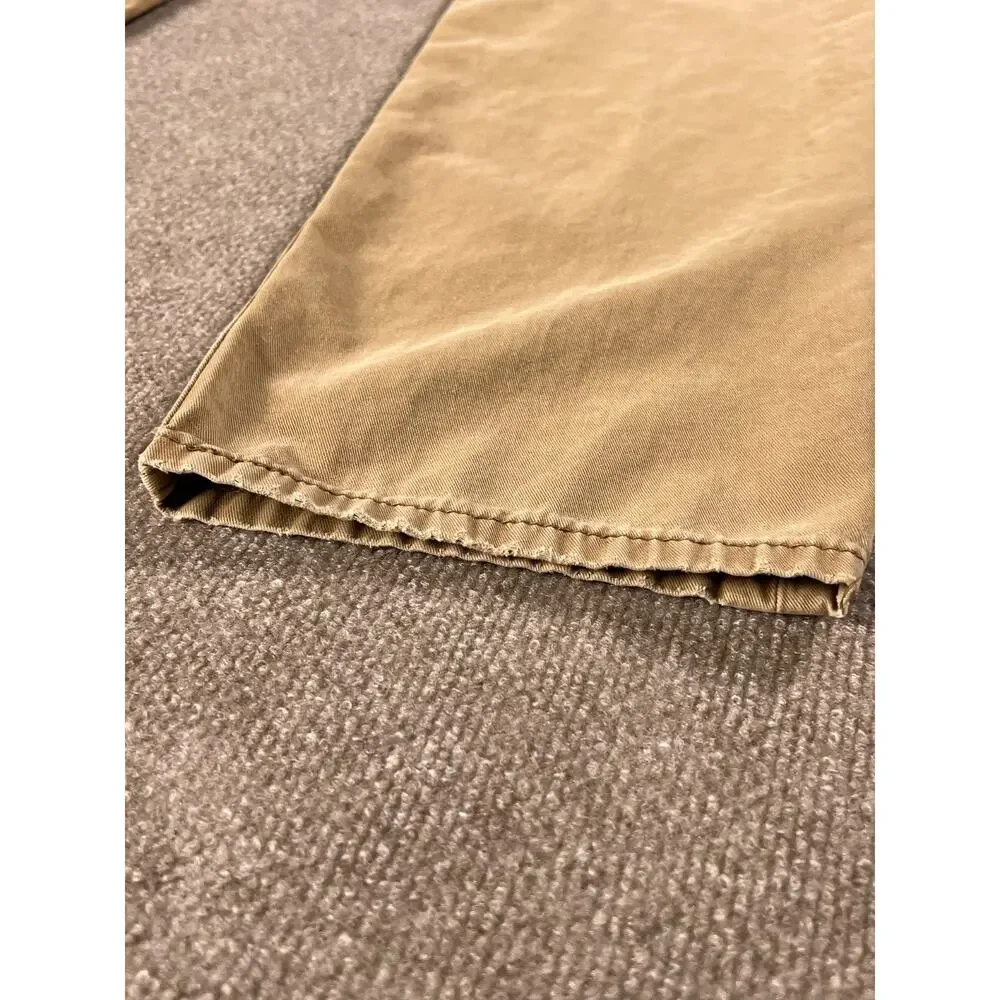 Levis Jeans Mens 34x32 Tan Khaki Straight Leg Distressed Cotton Denim